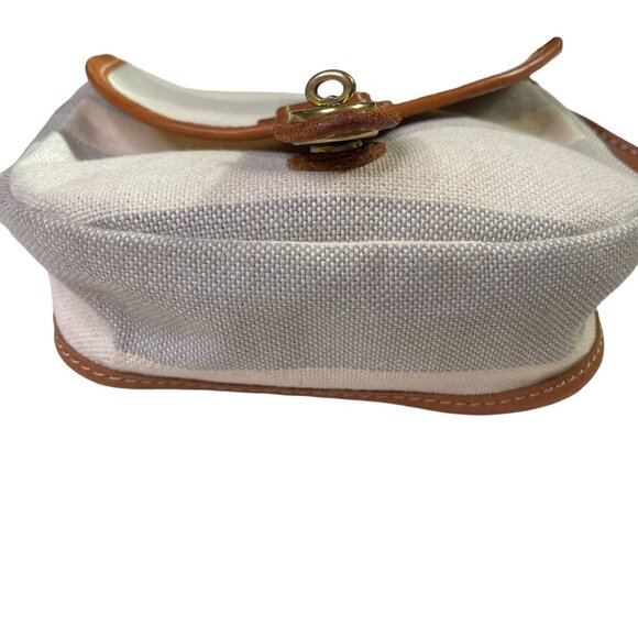 Fossil Crossbody Bag Stipe Gray Biege Adjustable Strap Canvas Purse u - Picture 5 of 9